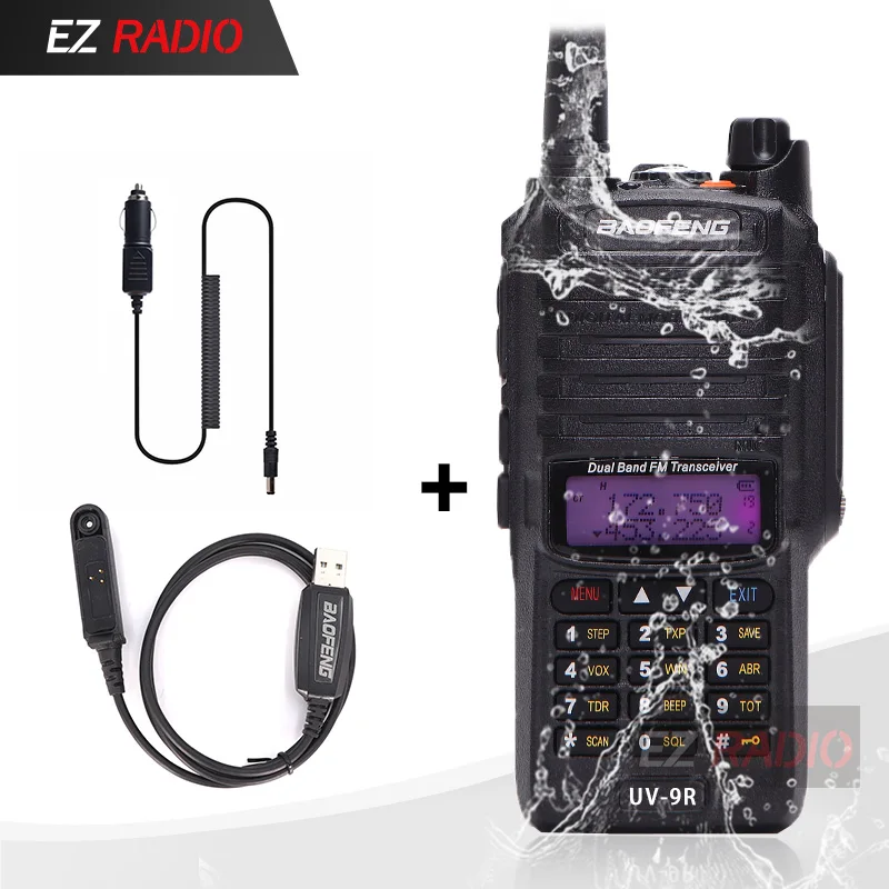 Add Cable-12V Baofeng 8 W радио UV-9R Водонепроницаемый IP67 Walkie Talkie 10 км Baofeng UV-XR GT-3WP UV-5S UV-5R WP Long Range радио для охоты - Цвет: Add Cable-12V