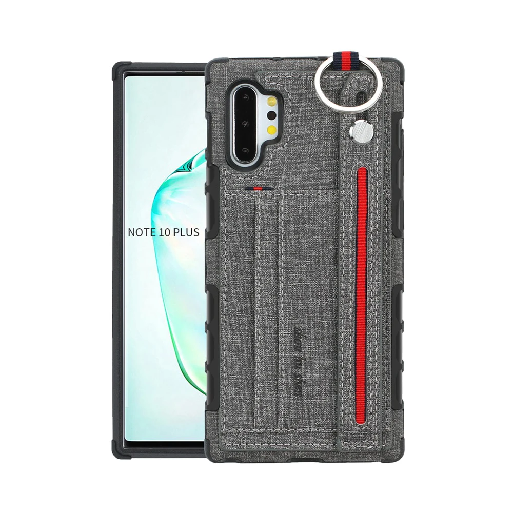 Тканевый чехол для Samsung Galaxy Note 10 Plus задняя крышка с ремешком мульти держатель карт