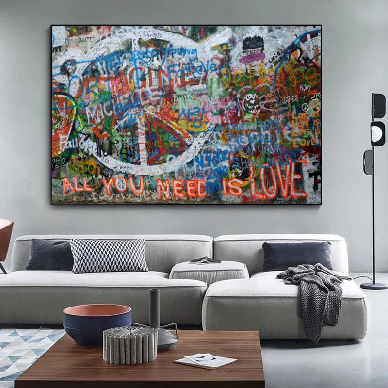 Леннон уличного граффити холст абстрактная живопись плакаты с любовью и принты