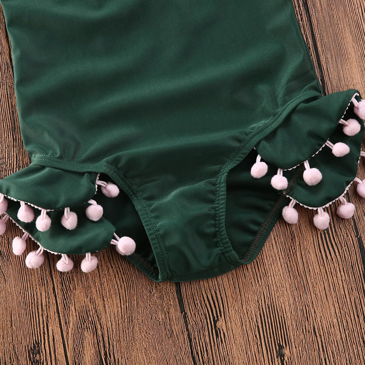 Купальник с зелеными кисточками для маленьких девочек детские летние пляжные