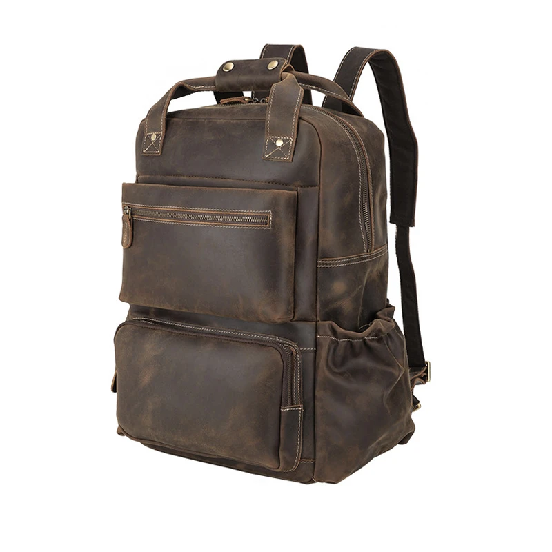 Большой рюкзак из мягкой кожи для мужчин и женщин оригинальный кожаный Ранец