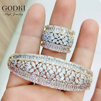 godki big fashion luxury bold african bangle ring set for women cubic zircon pave party wedding saudi arabic dubai jewelry sets