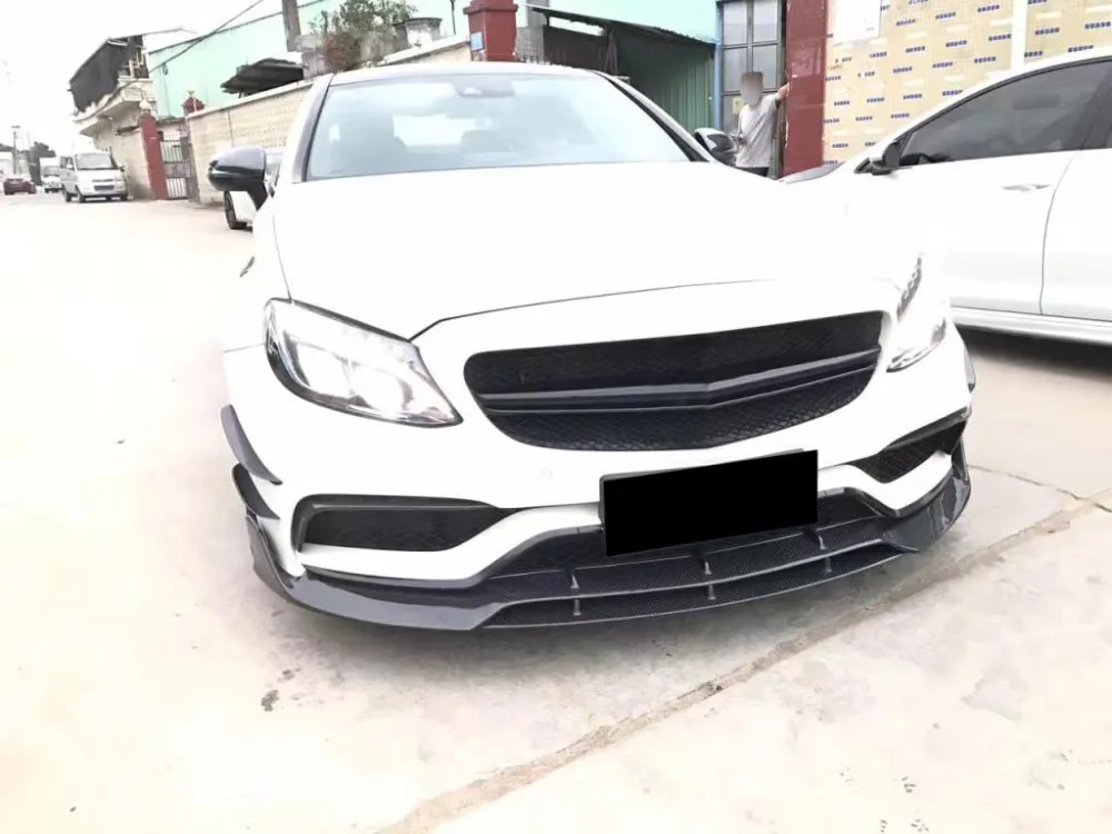 Верхний разветвитель переднего бампера из углеродного волокна для Benz W205 C205 S205 C63 и C63s AMG Sedan& Coupe