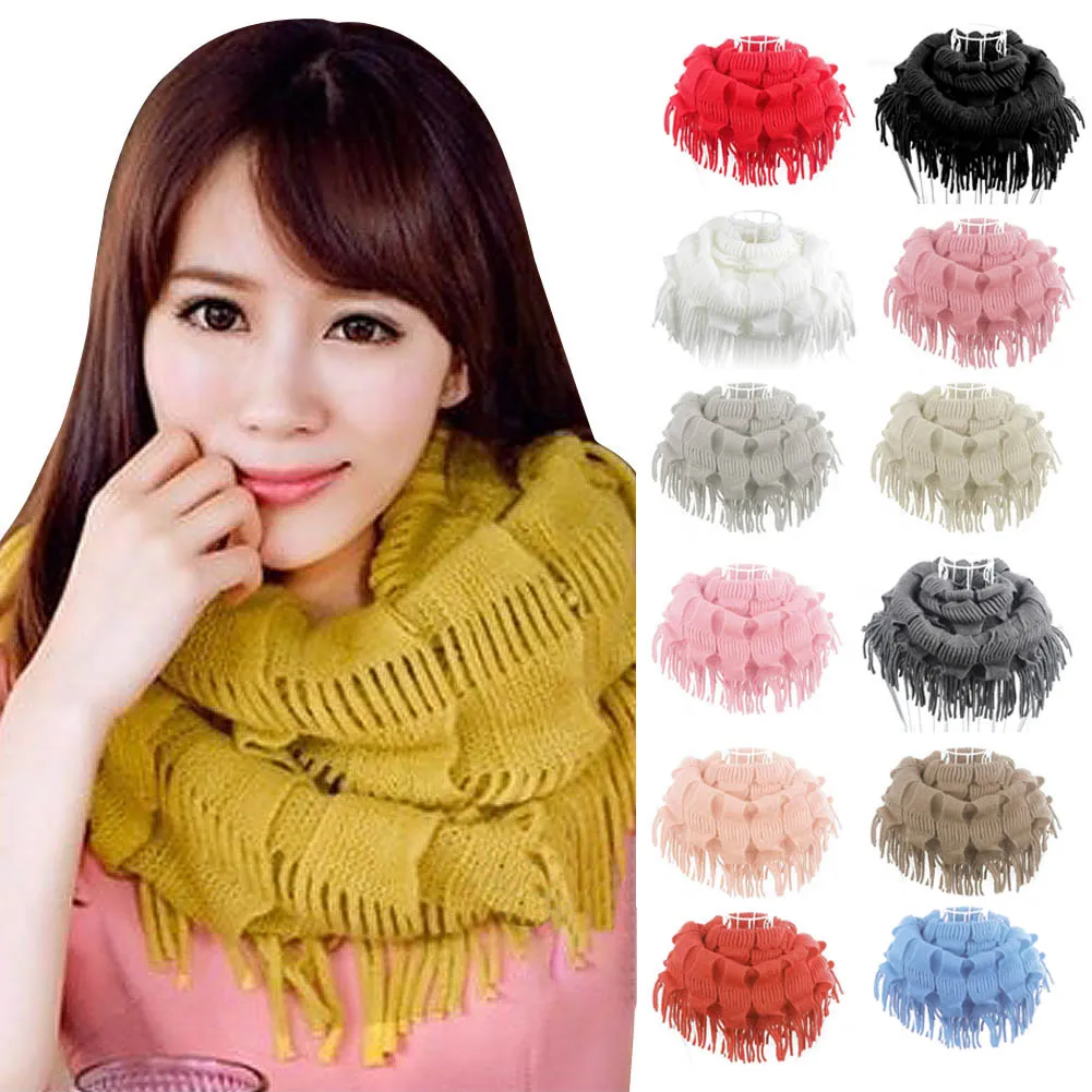 Новая модная женская зимняя теплая вязаная многослойная бахрома с кисточками