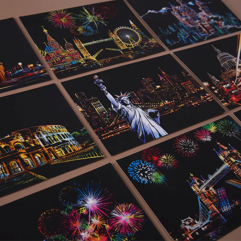 4 шт./компл. Волшебная Красочная доска для рисования А5 бумага выскабливания детей