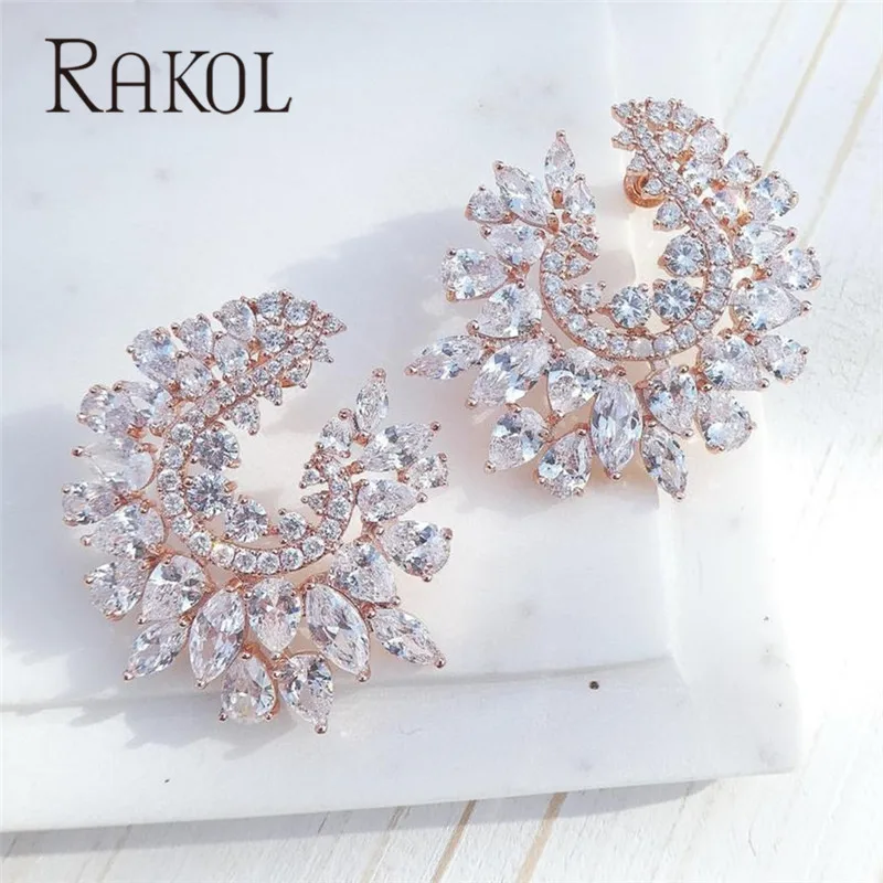 Женские серьги гвоздики с фианитом в виде цветка|stud earrings|stud earrings for womenearrings women |