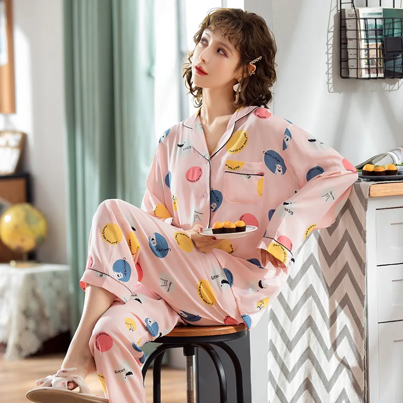 2020 Женская одежда для весны и лета пижамные комплекты сна милая Пижама Женский