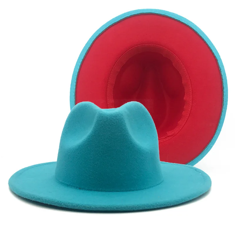 

Fashion British Style Classical Prom Bowler Vintage Woolen Jazz Hats Man Women Cap Big Brim Fedora Fashion Belt Autumn Winter