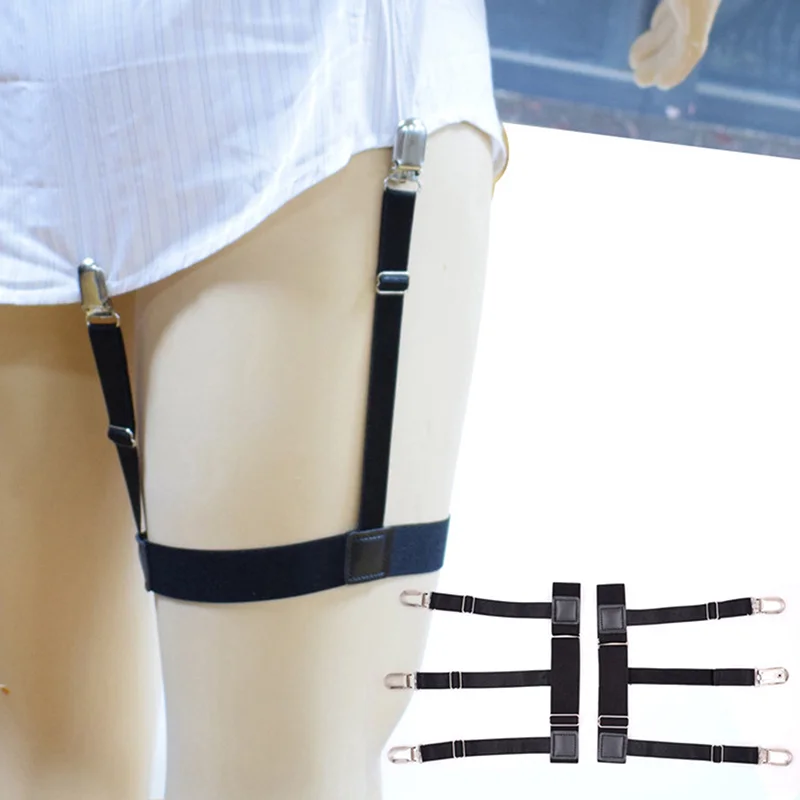 

Регулируемые эластичные подвязки для рубашек с зажимами и противоскользящим фиксирующим наконечником