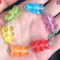 cartoon gummy bears bracelet stainless steel chain pendant charms bracelets for women men wrist ankle jewelry girls gift