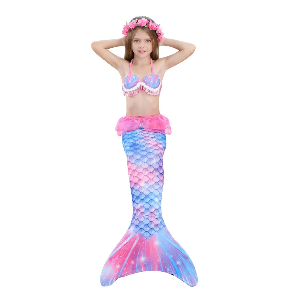 

New Girls Cosplay Swimmable Walkable Mermaid Tail Princess Dress Kids Holiday Swimwear Swimsuit No Flipper Halloween Costume