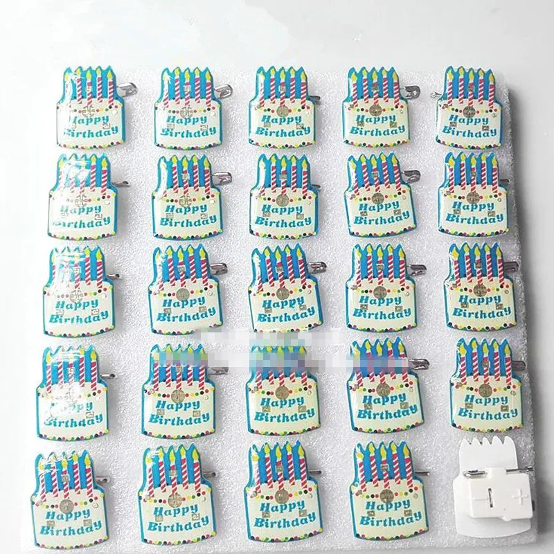 

50PCS Cake Shaped LED Luminous Pin Brooch with Battery Party Clothes Jewelry Bar Wedding Decoration Festival