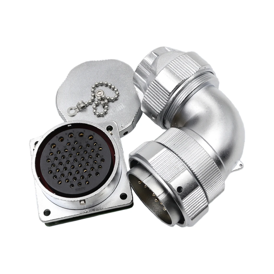 WY55 TU+Z M55 Waterproof Connector Adapter 4 7 40 53 61 Pin 10A 50A AC 500V Right Angle Bend Aviation Male Plug & Female Socket
