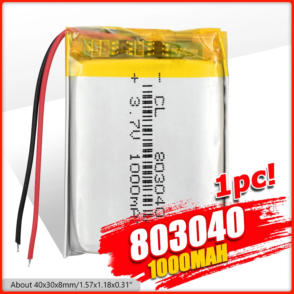 4 шт. 3 7 в 1000 мАч 803040 литий полимерный ионный аккумулятор для MP4 MP5 gps psp мобильных