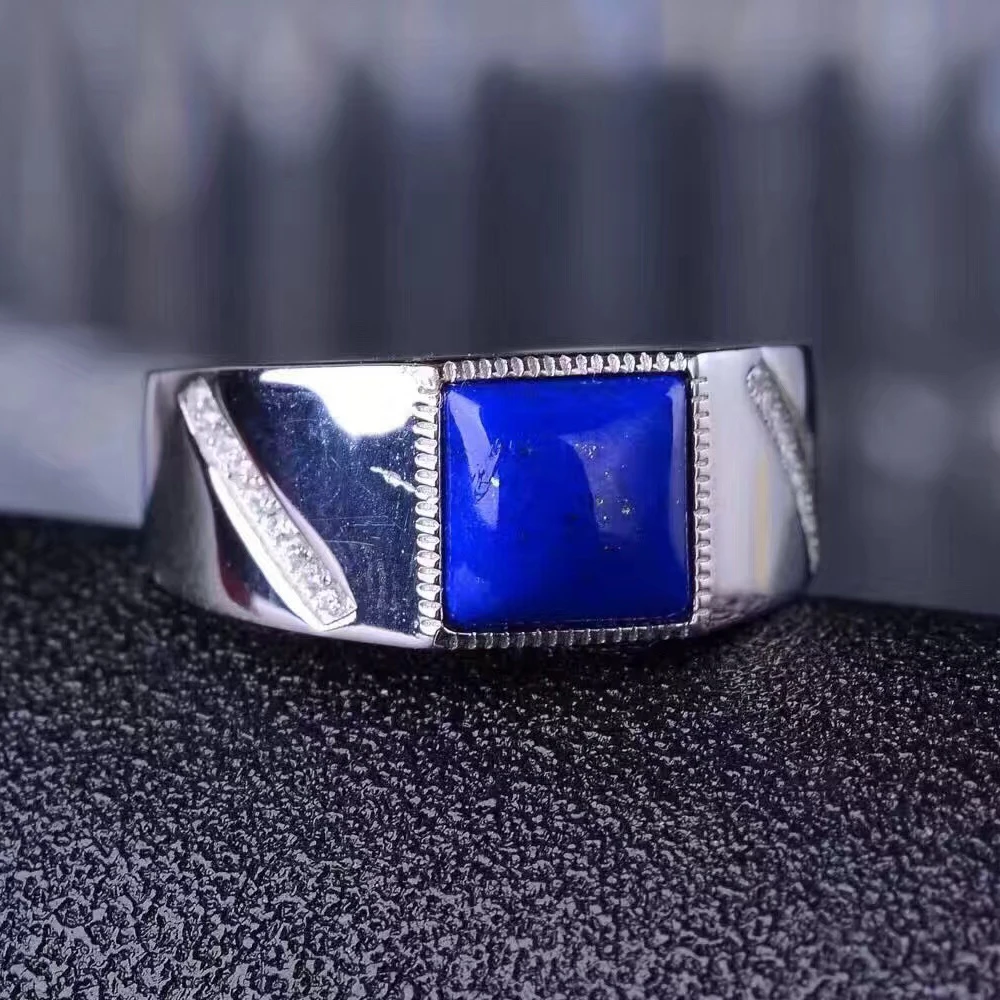 Мужское кольцо из серебра 925 пробы с лазуритом 8 х8 мм|men ring fashion|ring fashionring for |