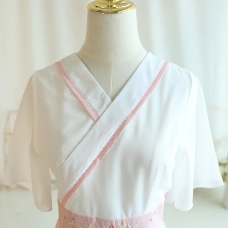 

New 2021 Summer Women Chinese Style Hanfu Costumes Embroidery Chiffon Fairy Dress Lady Traditional Ancient Princess Dance Outfit