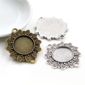 10 шт. 16 мм внутренний размер античная бронза Посеребренная соединение с цветами стиль кабошон основа Камея Установка Подвески