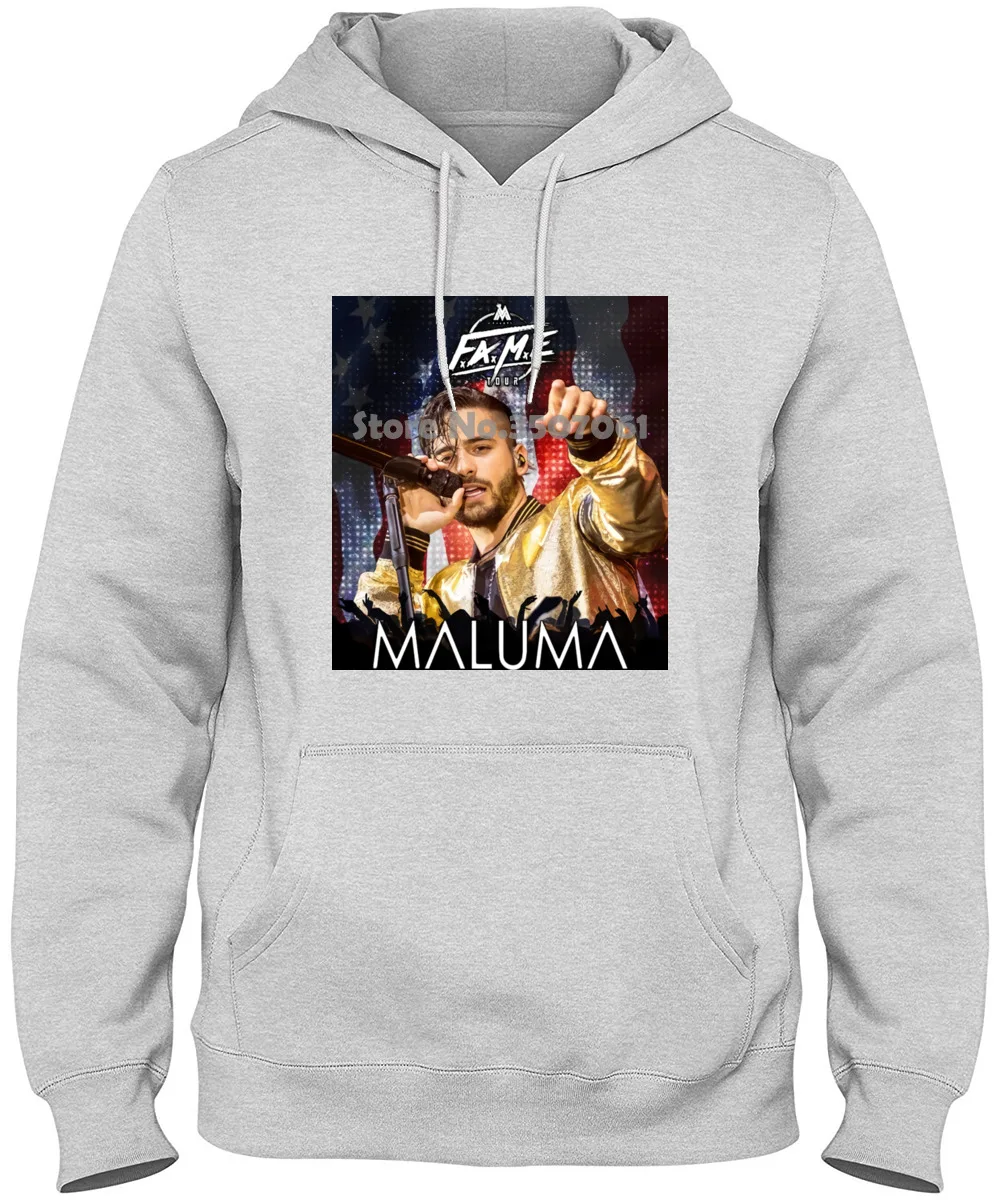 Crew Neck long Sleeve Mens Maluma Fame Tour top With Date Black Color Best Design Interesting gym jogger tshirt t shirt | Мужская одежда