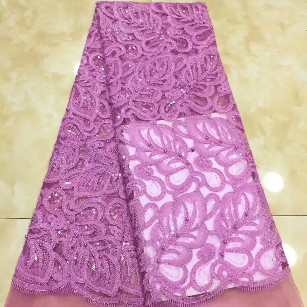 Высокое качество африканская кружевная ткань с белые блестки цветные ткани