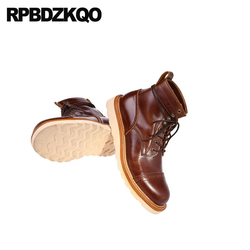 Booties Designer Boots Retro Vintage Short Fall Black Handmade Genuine Leather Men Brogue Plus Size Men's Shoes Ankle Full Grain