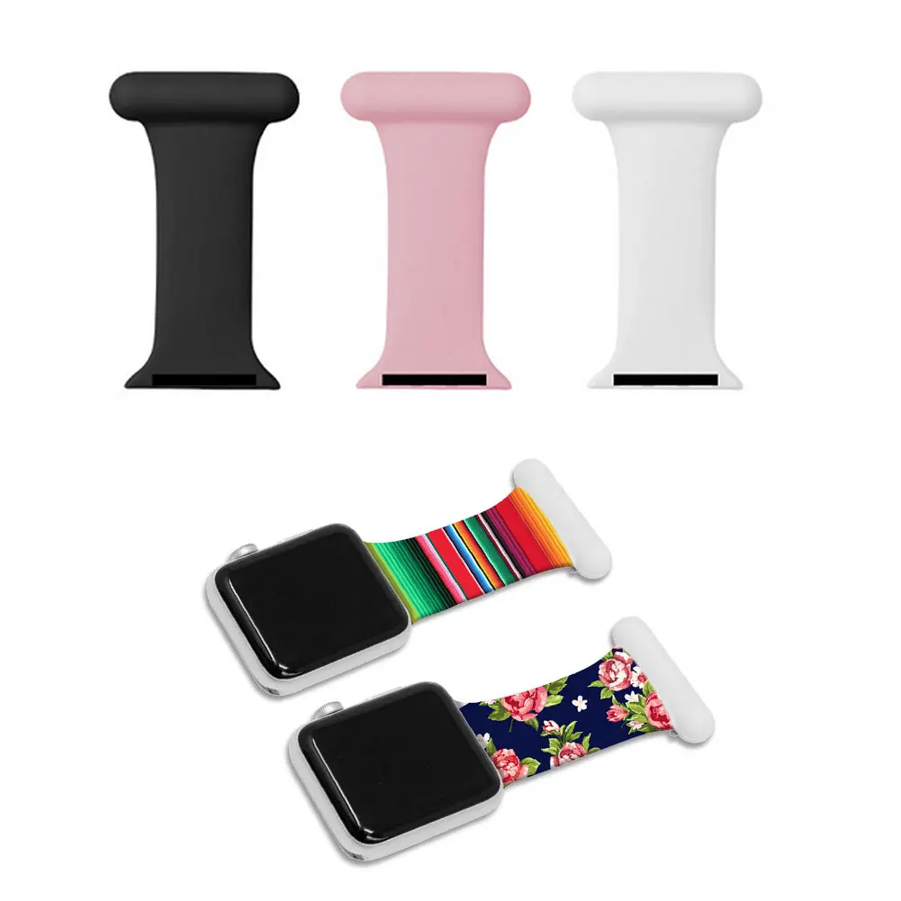

Hot Silicone Nurse Strap Brooch Wristband For Apple Watch Band 40mm 44mm Series 6/5/4/3/2 Watch BraceletFor iWatch 38mm 42mm