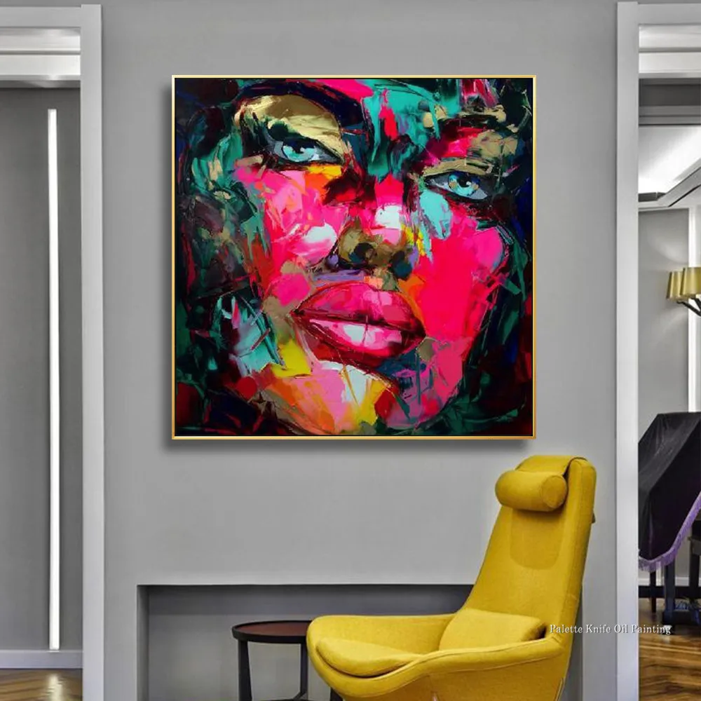 Французский Nielly Ручная роспись холст масляная палитра для рисования нож живопись портрет лицо абстрактная стена искусство для декора гостиной
