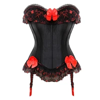 sexy corset with garters rnaissance corgested bustier womens bodice erotic lingerie woman underwear printing corset top