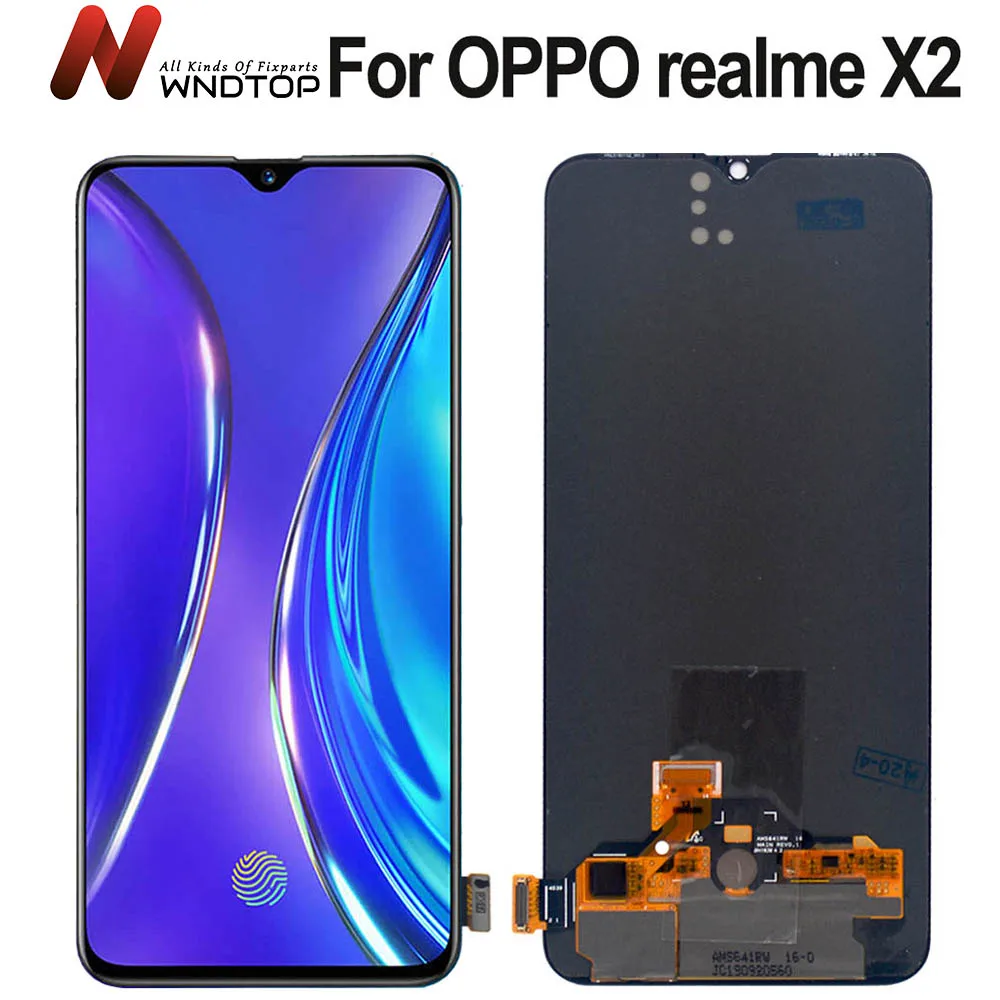 

Super AMOLED For OPPO realme X2 EMX1993 LCD Display Touch Screen Digitizer Assembly Replacement For phone 6.4" Realme X2 LCD