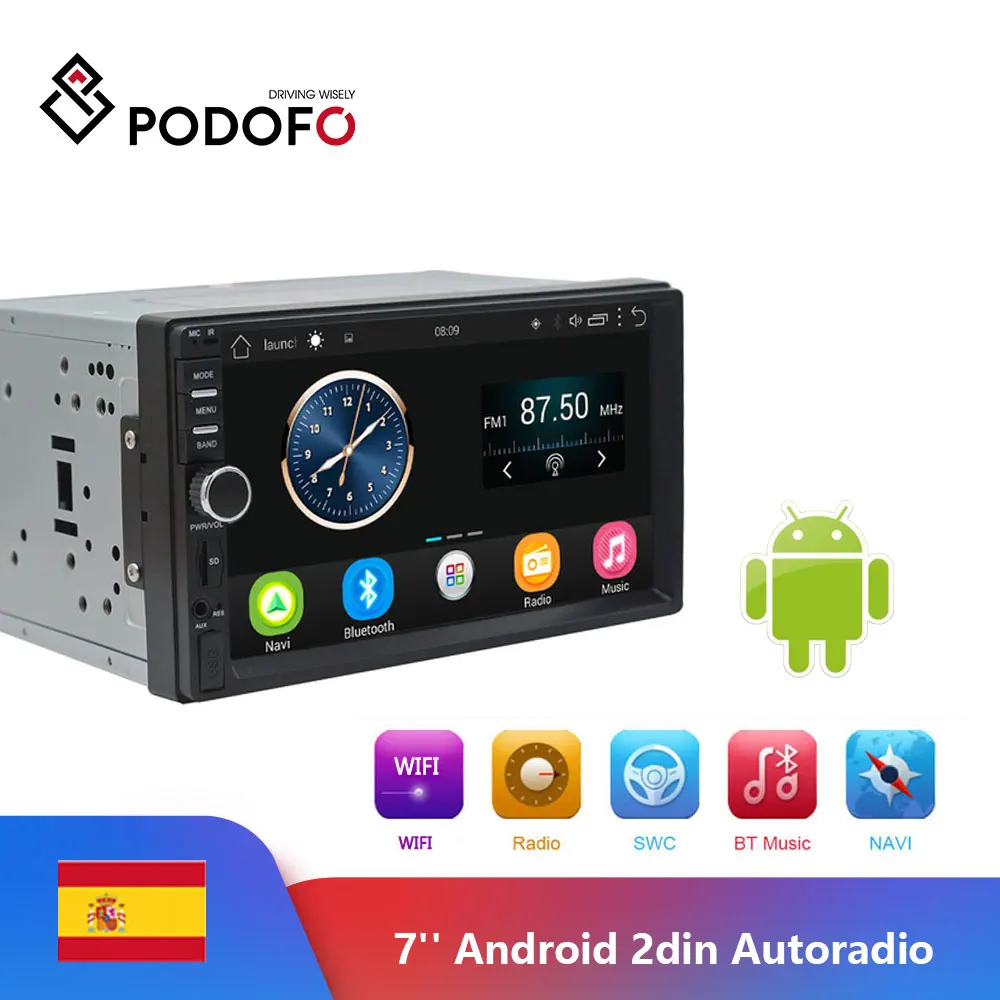 Podofo 7 ''Android 2din Авторадио автомобильное радио стерео gps навигация Bluetooth USB 2 Din