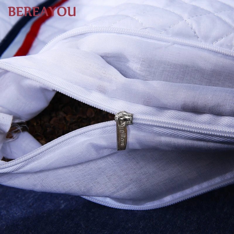 Спальные подушки гречневый хлопок Уход за шею Белая Подушка с наволочкой отель