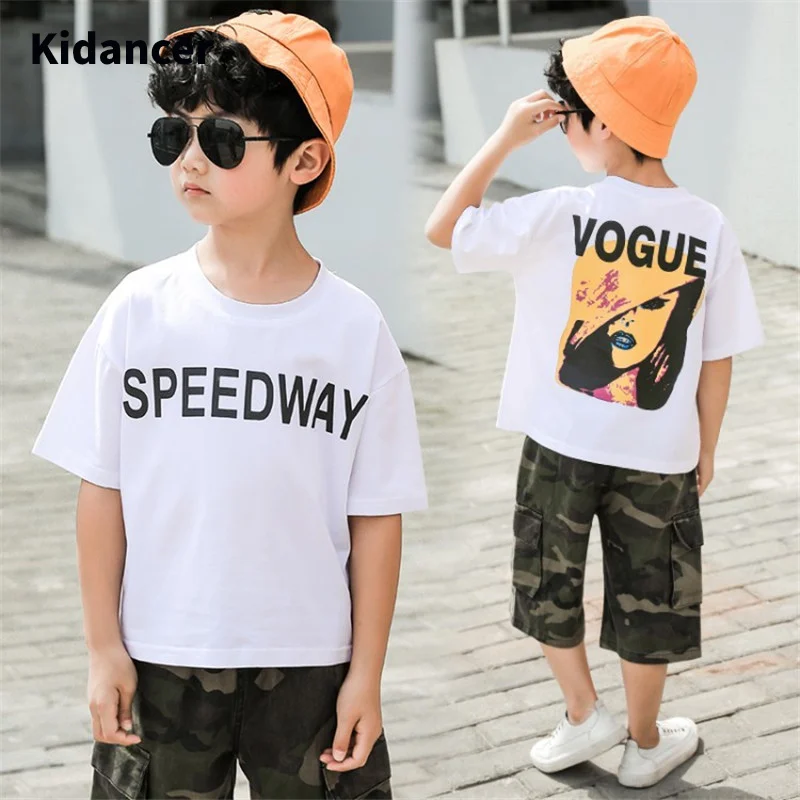 Летний комплект детской одежды из 2 предметов для больших мальчиков модная