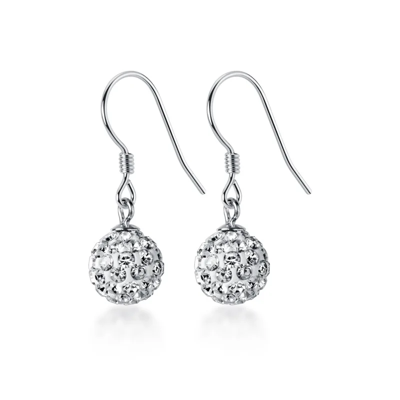 

Genuine 925 Sterling Silver Micro-paved Zircon Ball Short Dangle Drop Earrings for Women Girls Hypoallergenic Jewelry
