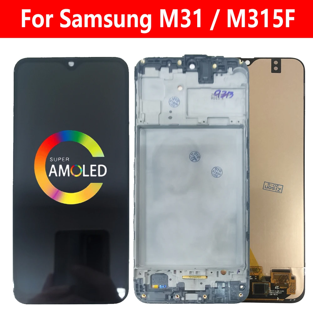 Super AMOLED M31 ЖК-дисплей для Samsung Galaxy M31 M315 ЖК-дисплей с рамкой M315F M315F/DS M315F/DSN экран сенсорный дигитайзер модуль