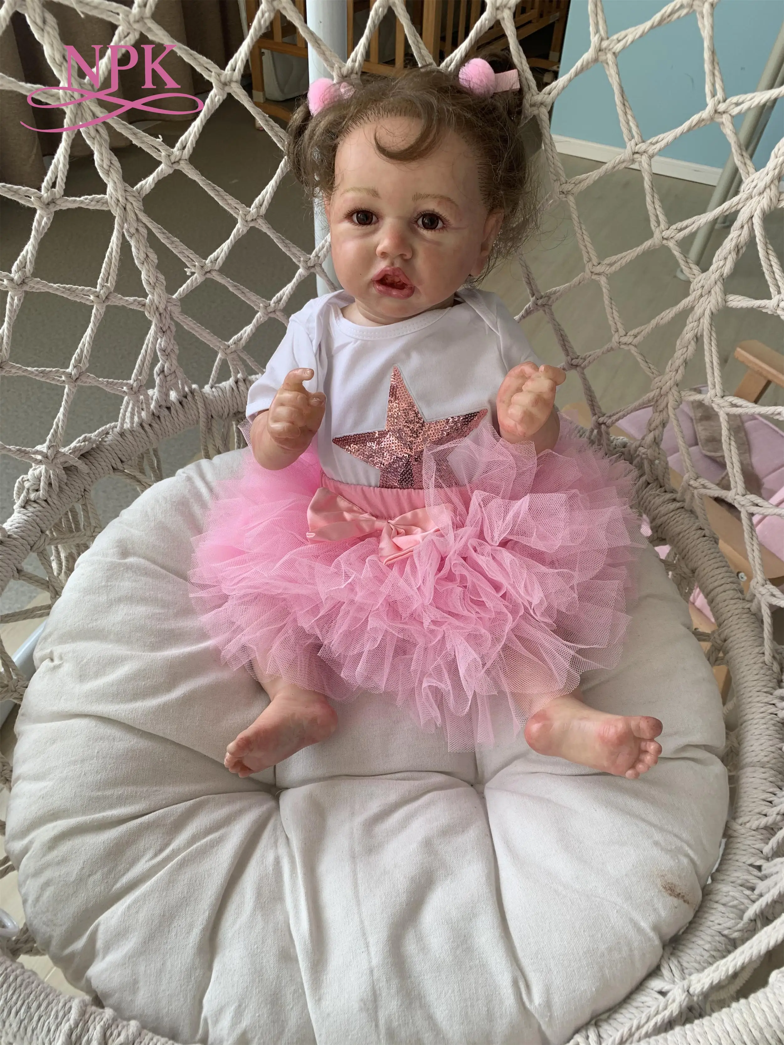 NPK 56 см 100% ручная кукла полная картина мягкий силикон reborn baby doll Реалистичная