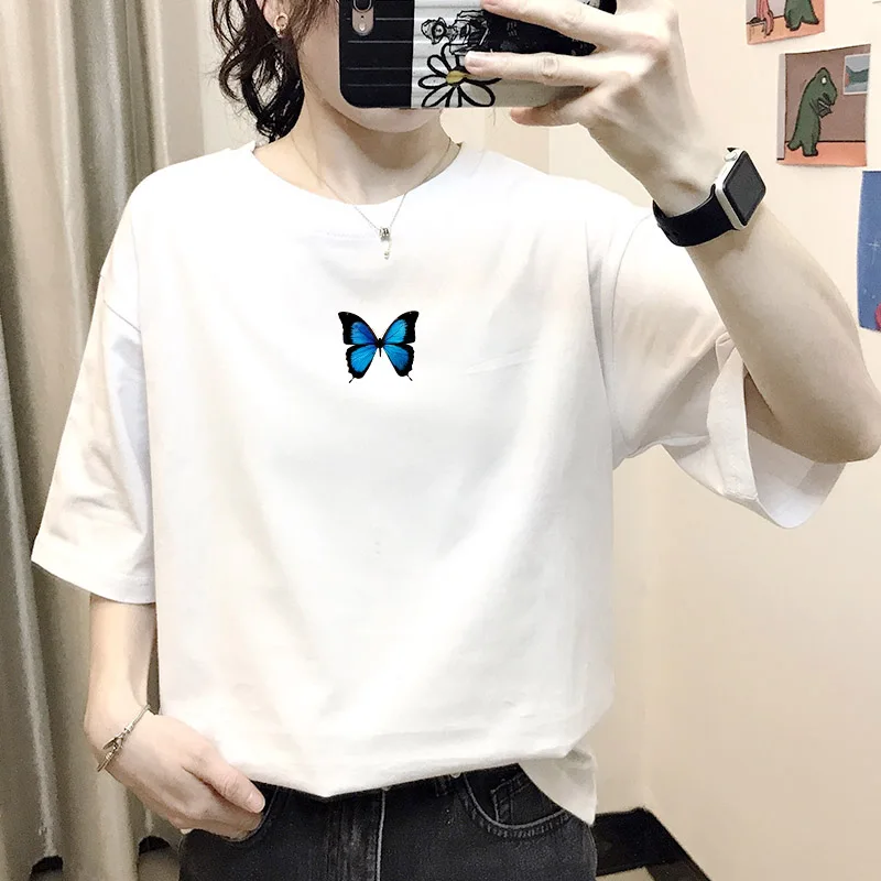

Milinsus летние брюки с бабочками женская футболка harajuku футболки с аппликацией в виде 90s Простые повседневные футболки с коротким рукавом с кру...