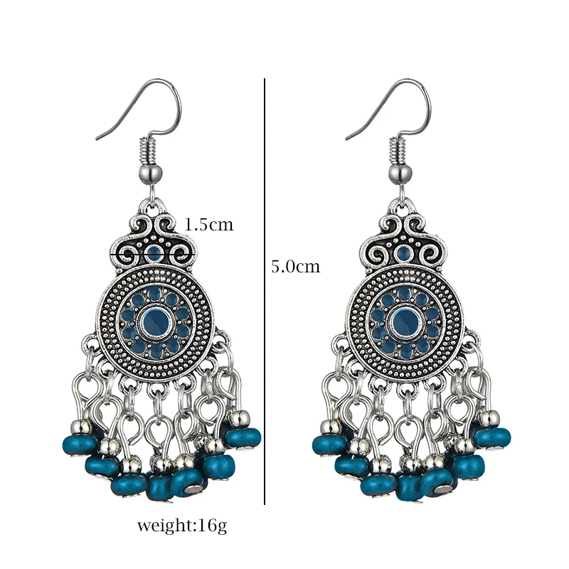 

Bohemian Fashion Earrings for Women Vintage Statement Bead Tassel Earrings Geometric Handmade Drop Dangle Earings Enamel Jewelry