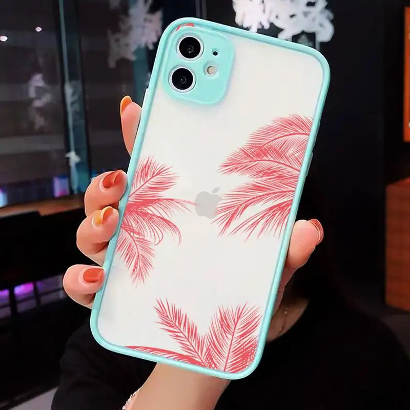 

rose gold palm tree Phone Cases matte transparent For iphone 7 8 11 12 plus mini x xs xr pro max cover