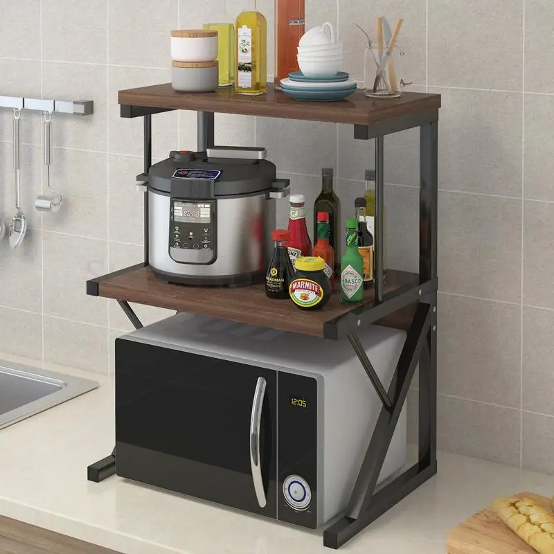 Kitchen Shelf Spicing Rack Microwave Oven Storage Non-punching Floor Double-deck Table | Дом и сад