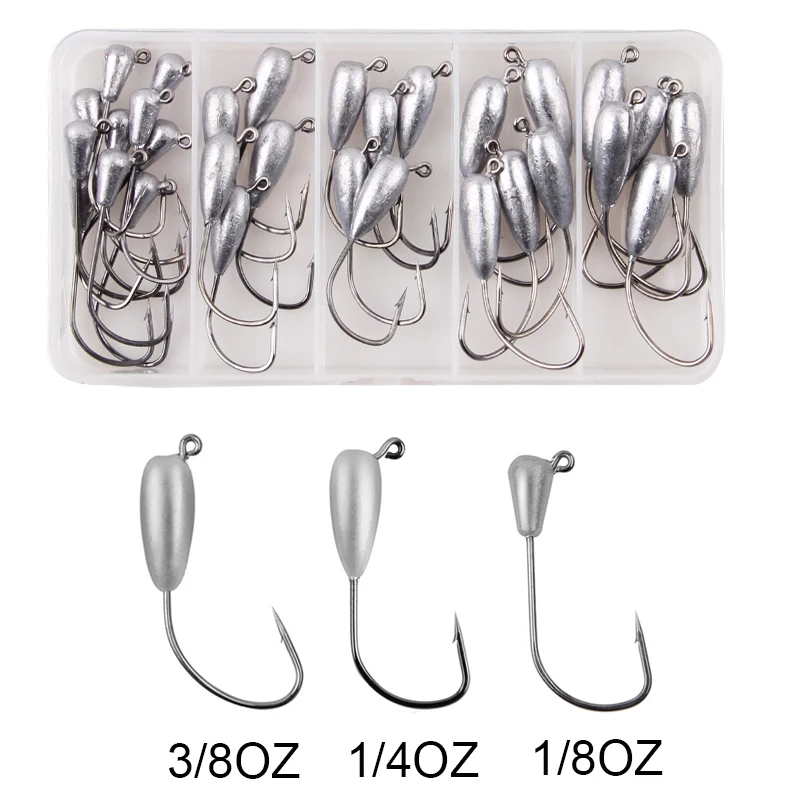 30 шт./кор. абердинские свинцовые рыболовные крючки с грузилом 1/8 унций 1/4 унции 3/8