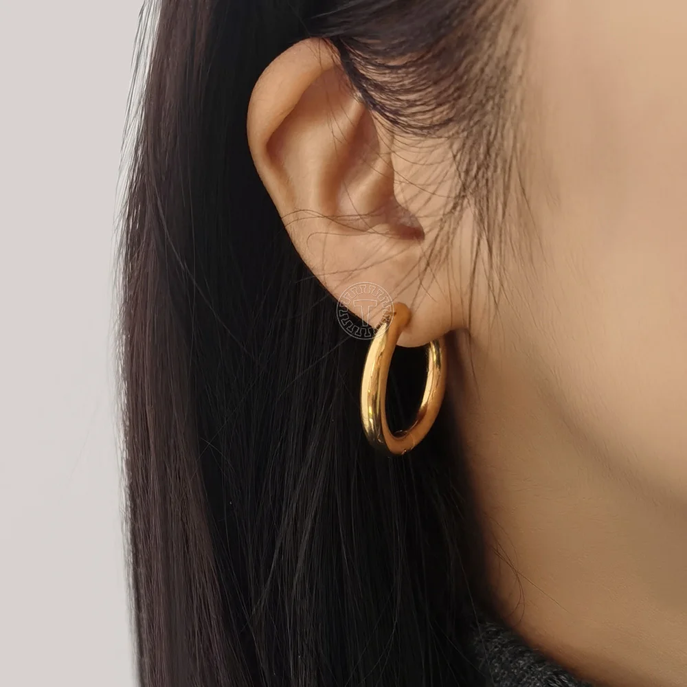 Новые модные глянцевые круглые серьги-кольца для женщин золотого цвета из