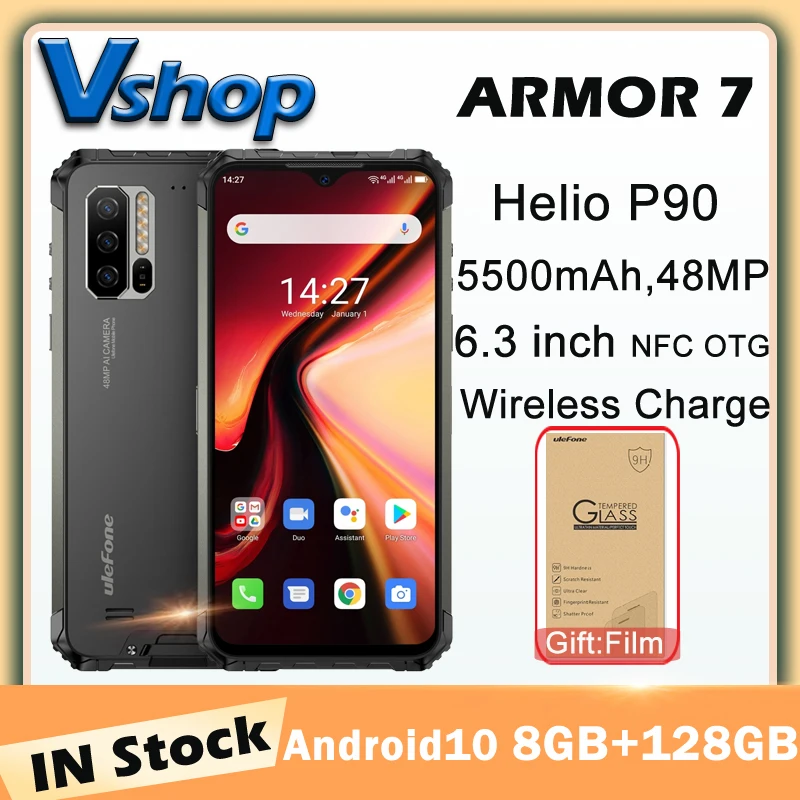 Ulefone Power 7 IP68/IP69K прочный телефон Android 10 48MP 8GB + 128GB смартфон 4G 5000 мАч NFC Беспроводной