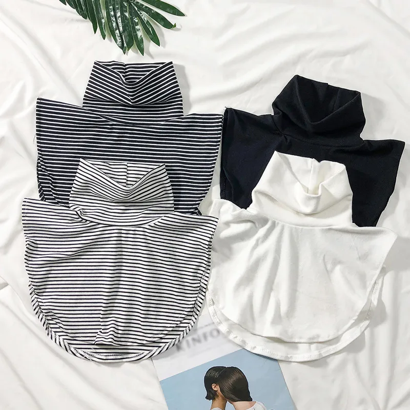 

Женская имитация воротника полосатая водолазка искусственная блузка верхний воротник черная белая Женская водолазка свитер со съемным во...