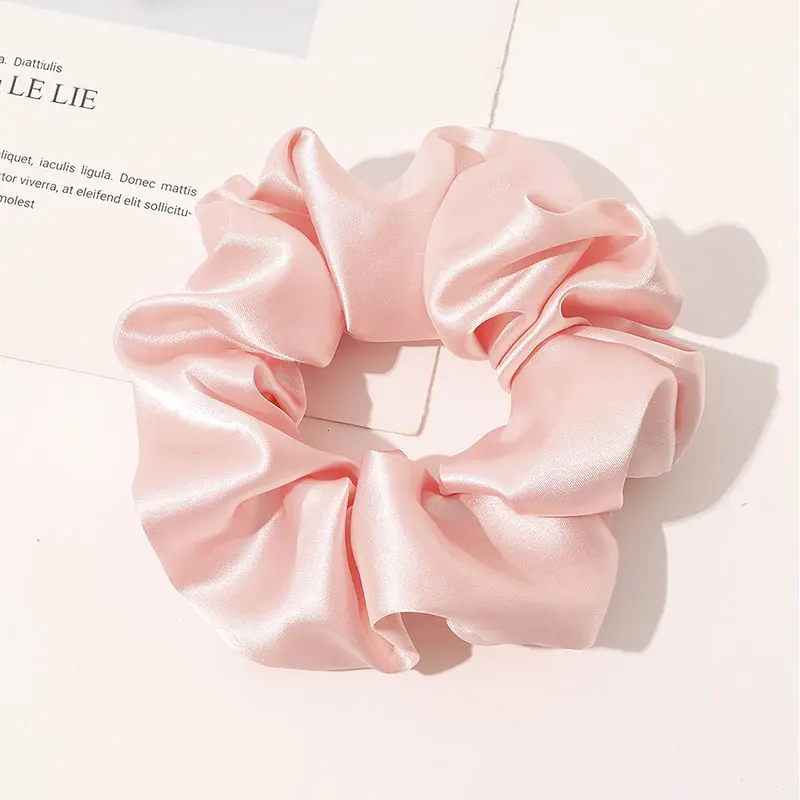 

Soft Satin Silk Bright Solid Color Scrunchies Elastic Hair Bands Ties For Women Girls Ponytail Holder Hair Rope Hair Accessories