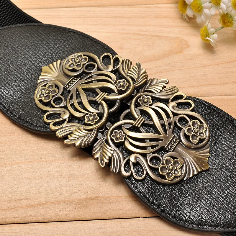 Женский широкий кожаный ремень модный пояс с поясом на резинке модель BL204 в