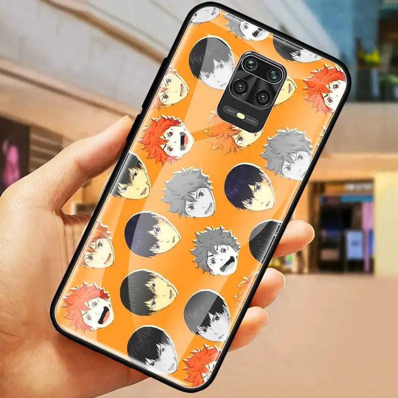 

Glass Phone Case for Xiaomi Redmi 9A 9C 9I 8A 7A 6A Funda for Redmi Note 6 7 8 8T 9 Pro Max 9S Cover Coque Haikyuu Capa Bag Cell