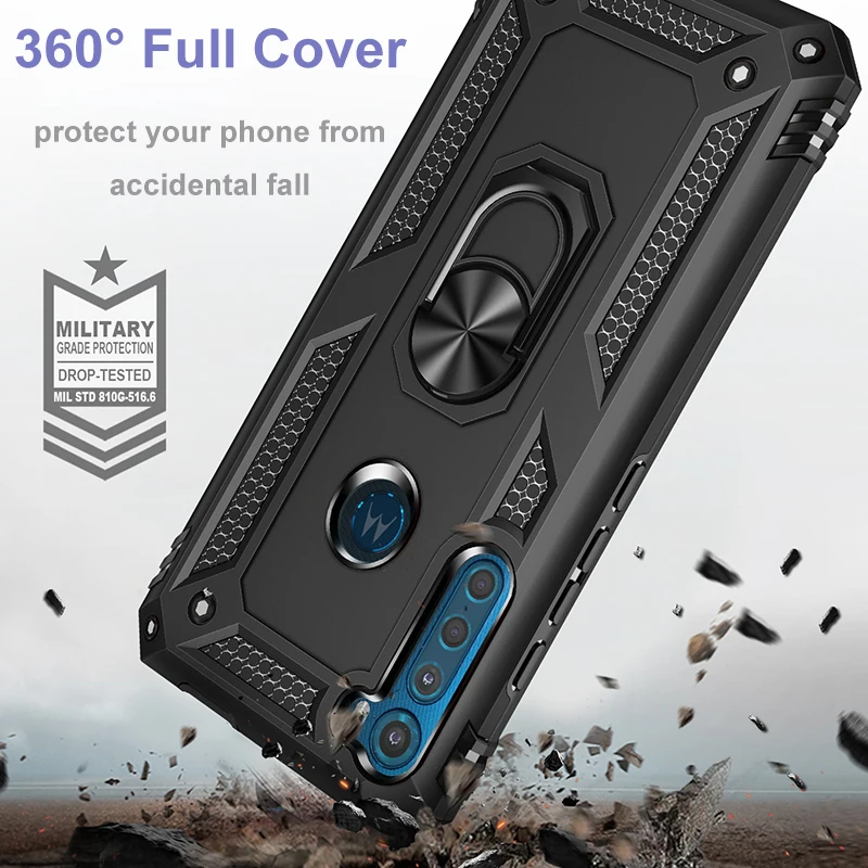 Противоударный силиконовый чехол для телефона MOTO G Fast с металлическим кольцом E7 G9