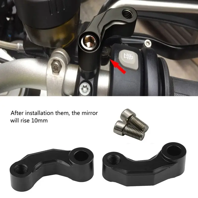 

Motorcycle Mirror Riser Extension Bracket Adapter For Bmw R1200Gs Lc/Adv 13-18 R Ninet/R1200R Premium Cnc Aluminum Alloy Black