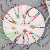 2021 korean fashion colorful butterflies beaded necklace for women bohemian beads clavicle chain choker necklace jewelry