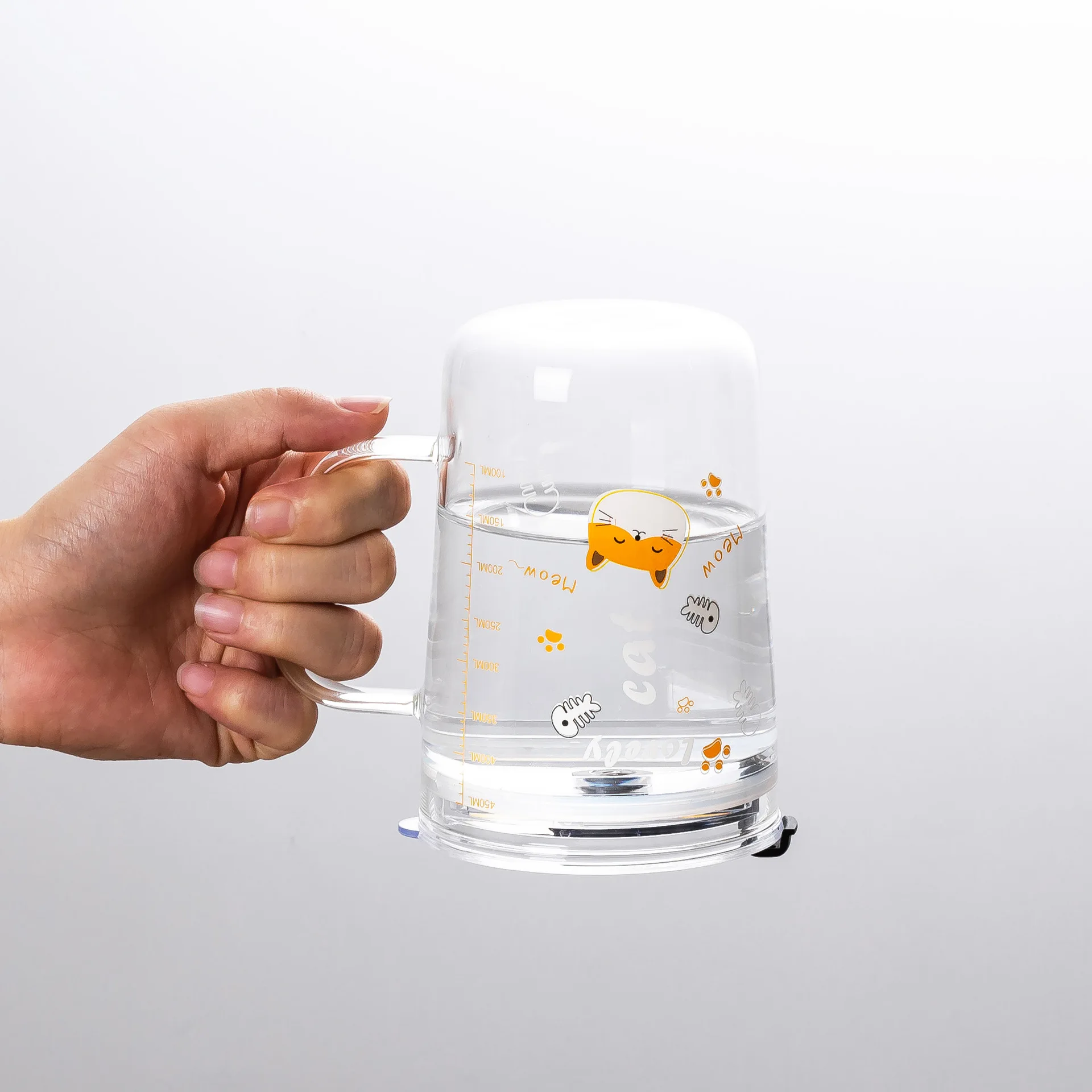 

New Cute Cartoon Transparent Glass Water Cups Modern Personality Creative Novelty Children's Milk Cups With Scale Christmas Gift