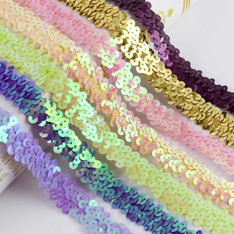 10 ярдов кружевные ленты с блестками золотистые и Серебристые эластичные